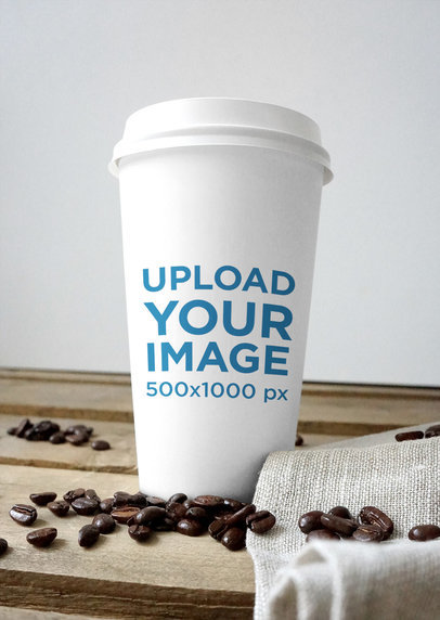 Coffee Cup Mockup Featuring Some Coffee Beans 3786-el1