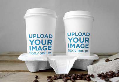 Mockup of Two Coffee Cups in a Minimal Setting