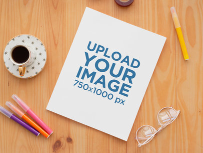 Sticker Mockup Featuring a Notebook and Some Markers