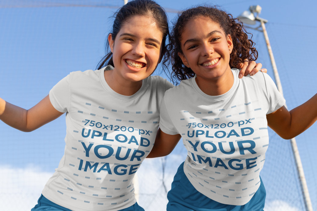 Jersey Mockup of Two Happy Friends with Soccer Uniforms