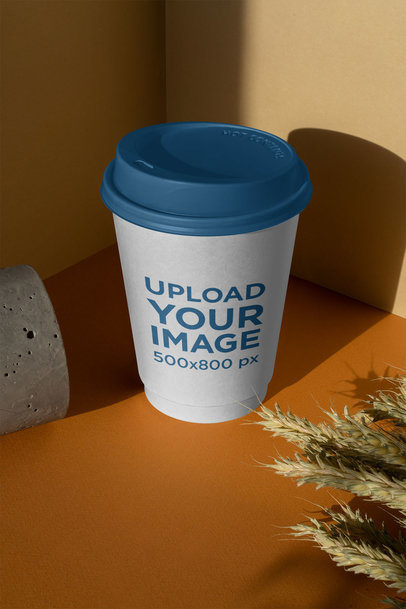 Coffee Cup Mockup with a Customizable Lid by Some Dry Wheatgrass 3767-el1