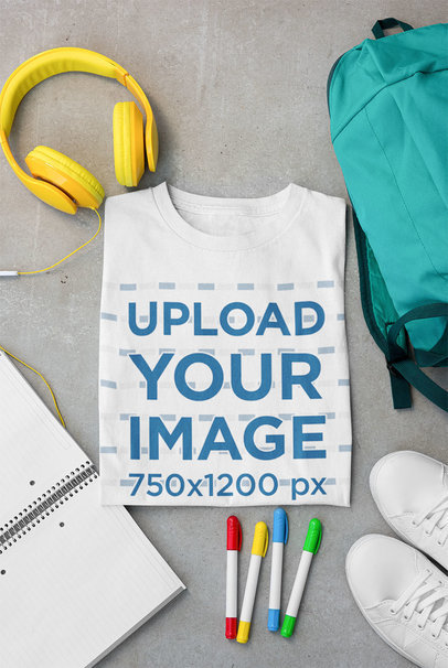 T-Shirt Mockup Featuring Some Makers and Headphones 33682