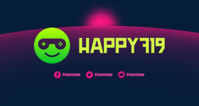 Twitch Banner Generator with a Smiling Gamer Cartoon 2469i