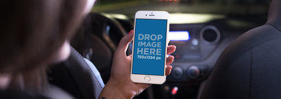  iPhone 6 Mockup of a Woman Inside a Car