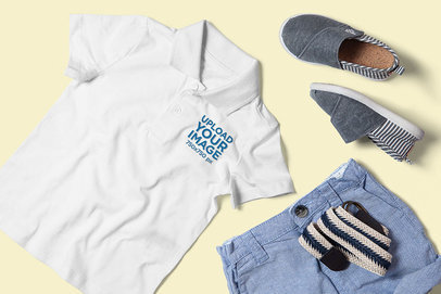 Polo Shirt Mockup Featuring an Outfit for a Boy 3009-el1