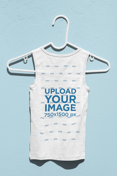 Back View Mockup of a Children's Tank Top on a Hanger 