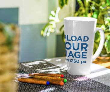 Mockup of a 15 oz Large Mug Featuring a Plant 