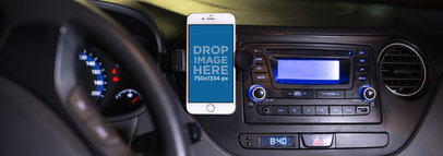 White iPhone 6 Mockup in a Car Holder a12789