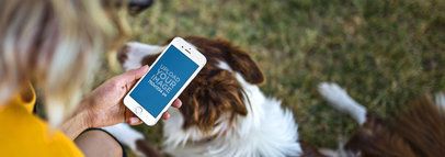 Young Woman Out in the Park with her Dog iPhone 7 Mockup