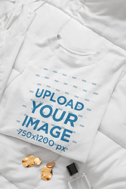 Mockup of a Folded Crewneck Sweatshirt by Some Golden Earrings 33751