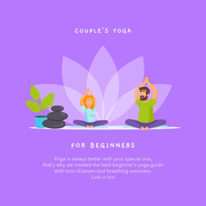 Instagram Post Template with an Illustration of a Couple Doing Yoga