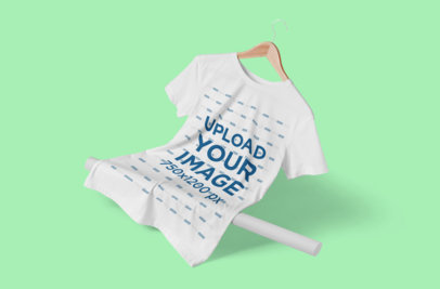 Mockup of a T-Shirt with a Hanger Floating 