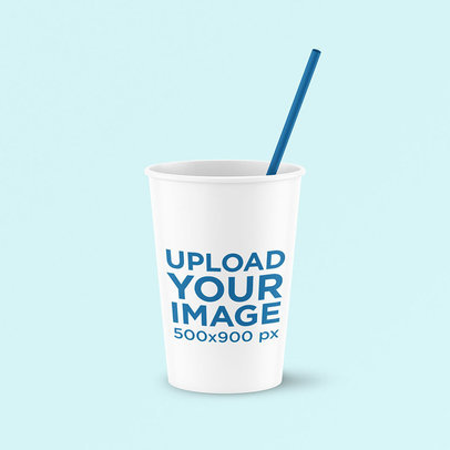 Mockup of a Paper Cup with a Straw 3776-el1