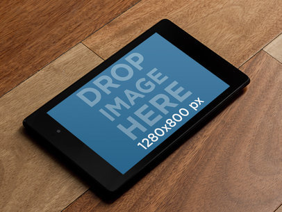 Mockup Featuring a Nexus 7 Placed on a Wooden Floor