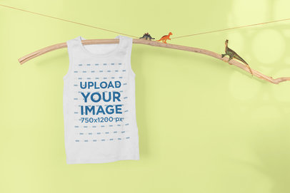 Mockup of a Kid's Tank Top Hanging in a Jurassic Setting 33961