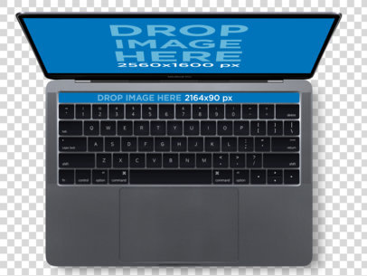 MacBook Pro with Touch Bar Mockup Over a Transparent Background (Top Shot View) a12833