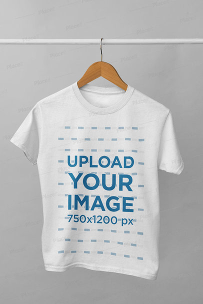 Minimalistic Mockup of a Women's T-Shirt Hanging from a Tube
