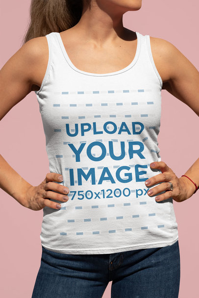 Tank Top Mockup of a Woman with a Power Pose