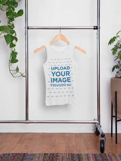 Mockup of a Hanging Tank Top Featuring Some Indoor Plants