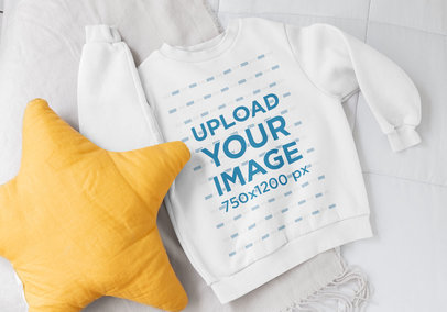 Kid's Sweatshirt Mockup Featuring a Minimal Setting