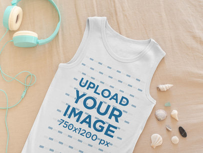 Mockup of a Tank Top Featuring Some Seashells 33846