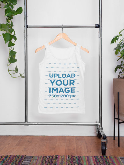 Mockup of a Hanged Tank Top Inside a Home 