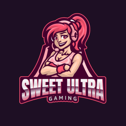 Logo Maker Featuring a Cool Gamer Girl Illustration
