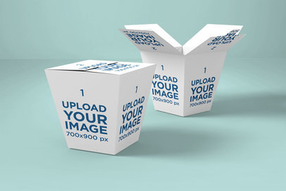 Mockup Featuring an Open and a Closed Food Box Against a Plain Color Backdrop 4021-el1