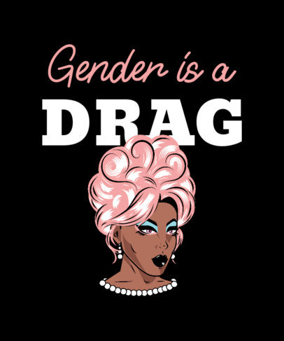 T-Shirt Design Creator Featuring a Drag Queen Illustration with a Pink Wig 2480c