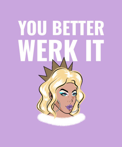 T-Shirt Design Template Featuring a Drag Queen with a Crown 2480g