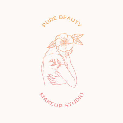 Makeup Studio Logo Creator Featuring a Drawing of a Woman and a Flower
