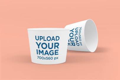 Delivery Mockup Featuring Two Food Cups Against a Solid Color Background 