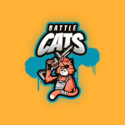 Logo Template Featuring a Though-Looking Rebel Cat