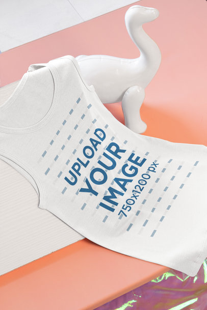 Mockup of a Tank Top Placed over a Dinosaur Figure 33970