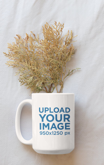 Mockup of a Coffee Mug with Some Plants Inside 