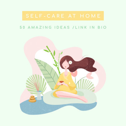 Instagram Post Creator for Self-Care Ideas Featuring Cute Illustrations