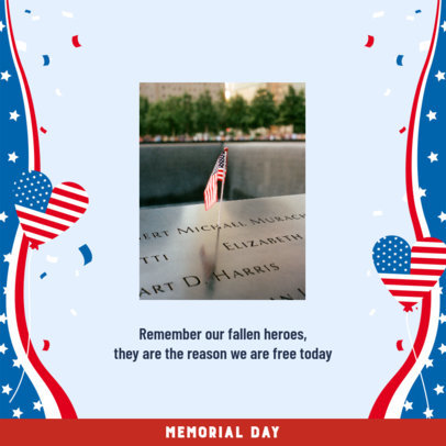Instagram Post Template to Praise War Heroes on Memorial Day 2385j