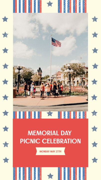 Patriotic Instagram Story Design Template for a Memorial Day Celebration 