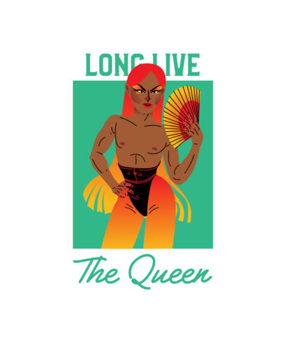 T-Shirt Design Creator Featuring a Drag Queen with a Hand Fan 2481d