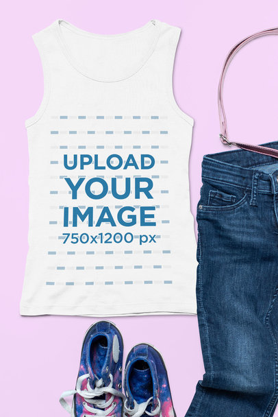 Mockup of a Flat Laid Girls' Tank Top 