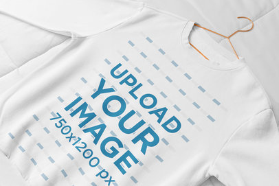 Closeup Mockup of a Men's Crewneck Sweatshirt Lying on a Bed 