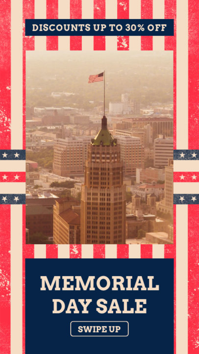 Memorial Day-Themed Instagram Story Maker Featuring The American Flag Colors 2483n