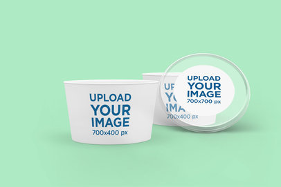 Mockup Featuring Two Food Cups and a Customizable Lid  