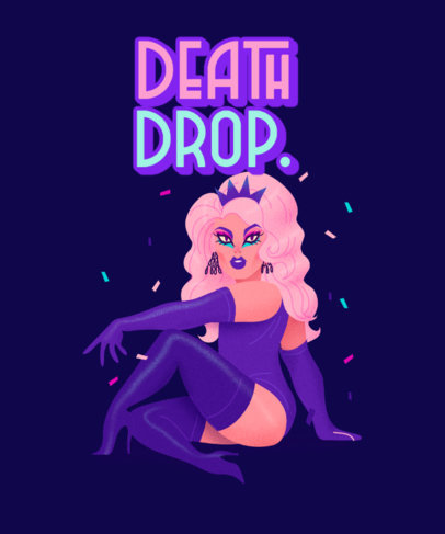 T-Shirt Design Generator Featuring a Posing Drag Queen with a Tiara 2482d
