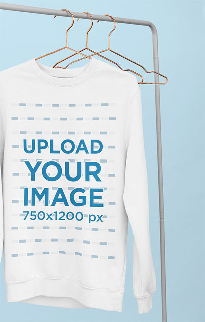 Mockup of a Crewneck Sweatshirt Featuring Three Copper Hangers 