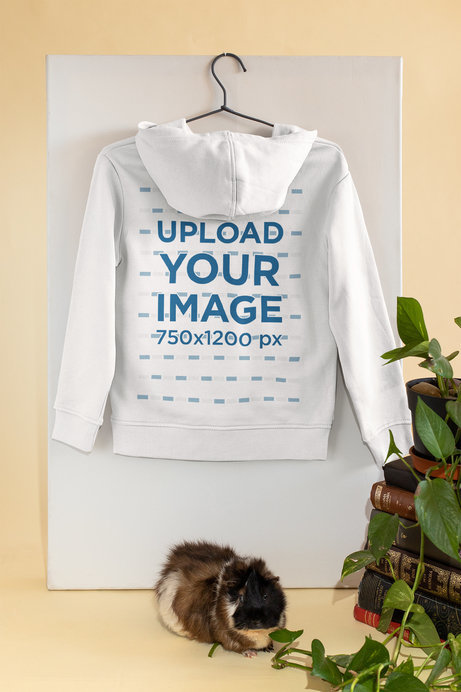 Mockup of the Back of a Hoodie Featuring a Guinea Pig