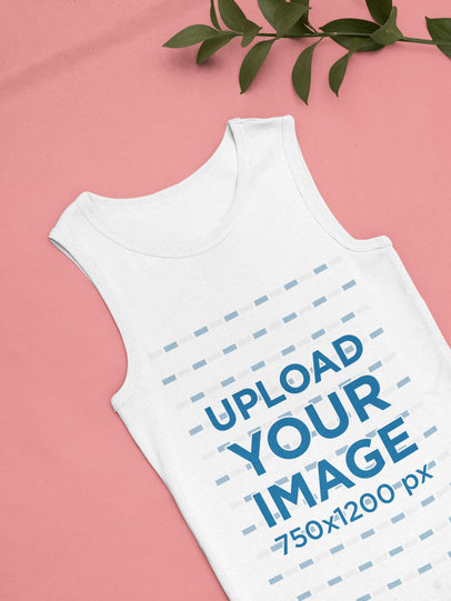 Closeup Mockup of a Tank Top Featuring a Plant 33855