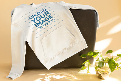 Mockup of a Pullover Hoodie by a Home Plant Pot 33759