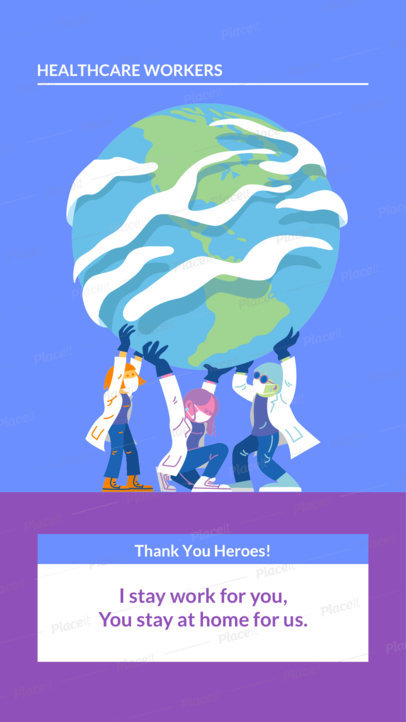 Instagram Story Template Featuring Illustrations of Essential Workers 2502