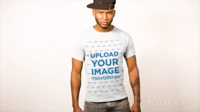 T-Shirt Mockup Featuring a Man with a Serious Look 